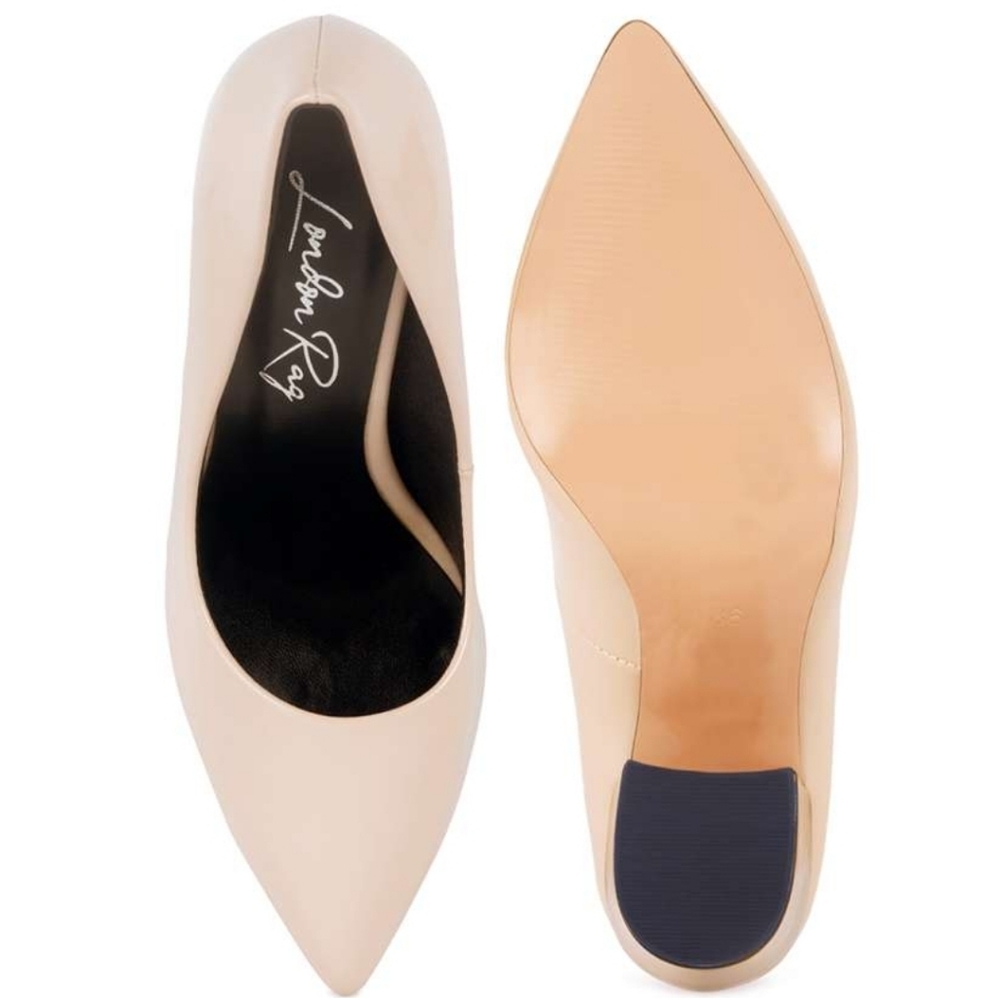 London Rag Nude-Coloured Block Heeled Pumps Sz 8